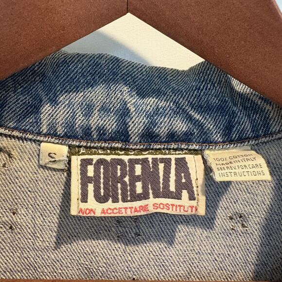 Vtg 80s Forenza Studded Denim Jacket Small Hearts Stars Western Oversized Italy - Picture 2 of 14